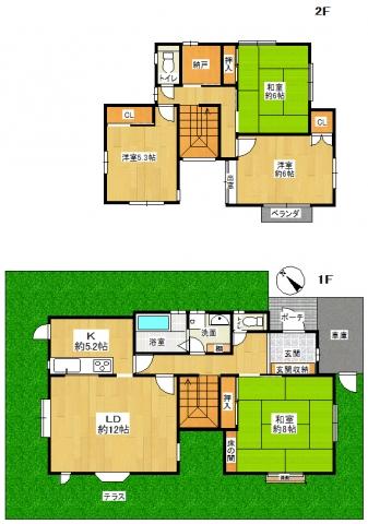 Floor plan. 20,900,000 yen, 4LDK, Land area 223.51 sq m , Building area 110.95 sq m Floor