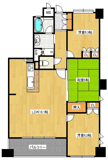 Floor plan. 3LDK, Price 18 million yen, Occupied area 78.94 sq m , 3LDK of balcony area 10.4 sq m spacious 78.94 sq m! !