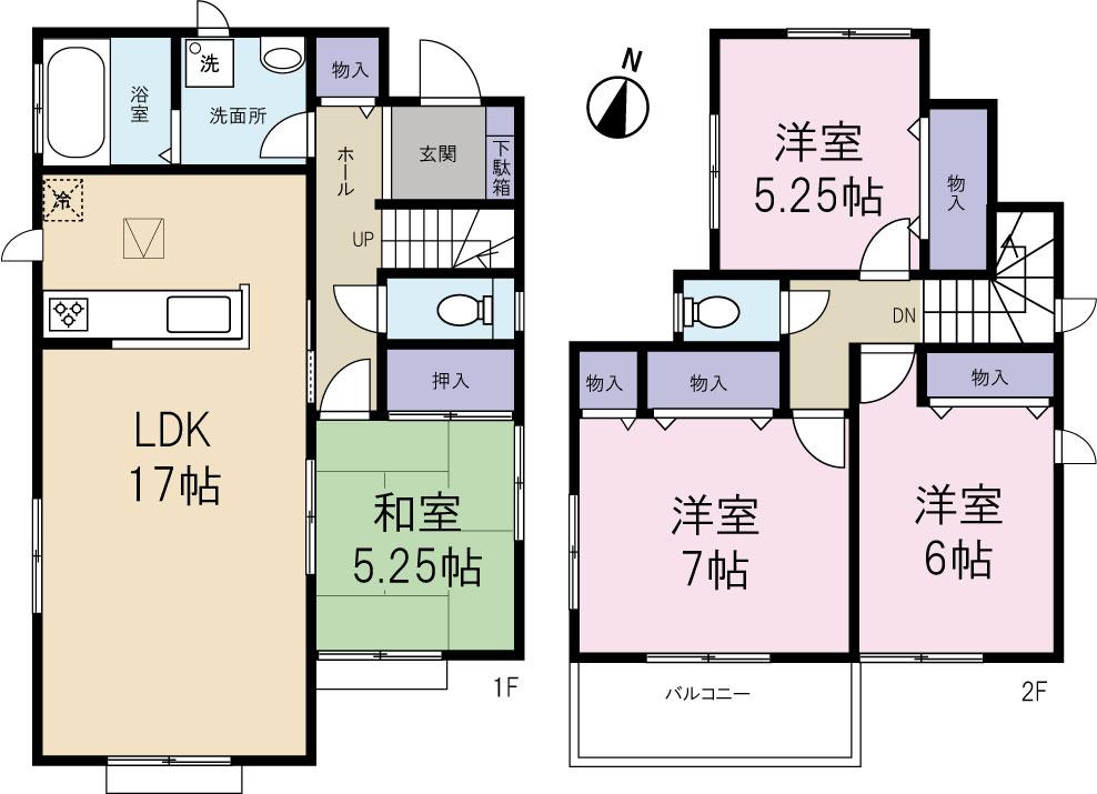 Floor plan. 27,800,000 yen, 4LDK, Land area 140.73 sq m , Building area 97.71 sq m Floor