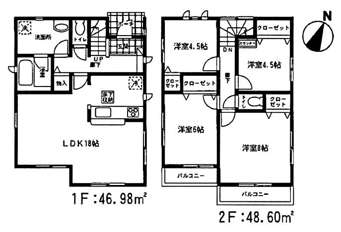 Floor plan. 25,300,000 yen, 4LDK, Land area 131.54 sq m , Building area 95.58 sq m 2 Building Floor