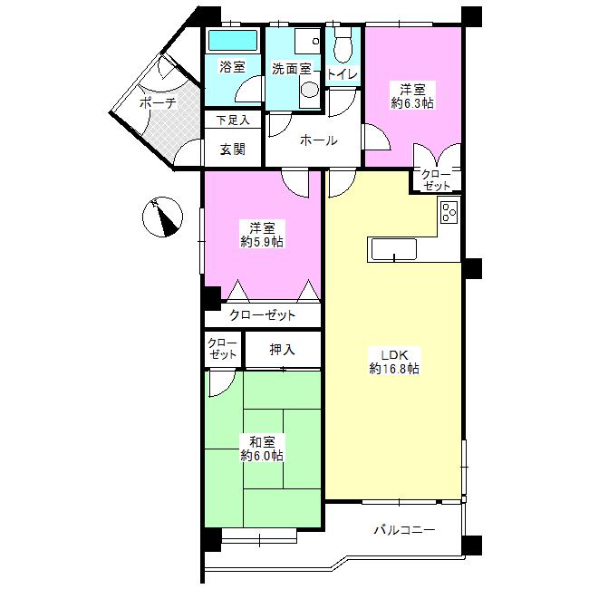 Floor plan. 3LDK, Price 14.4 million yen, Occupied area 79.39 sq m , Balcony area 9.07 sq m   ■ happy! Pet is the apartment to change!