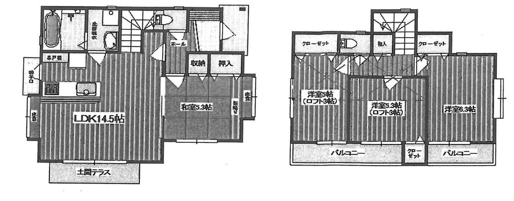 Floor plan. 26.5 million yen, 4LDK, Land area 157.93 sq m , Building area 85.7 sq m 4LDK car two Allowed
