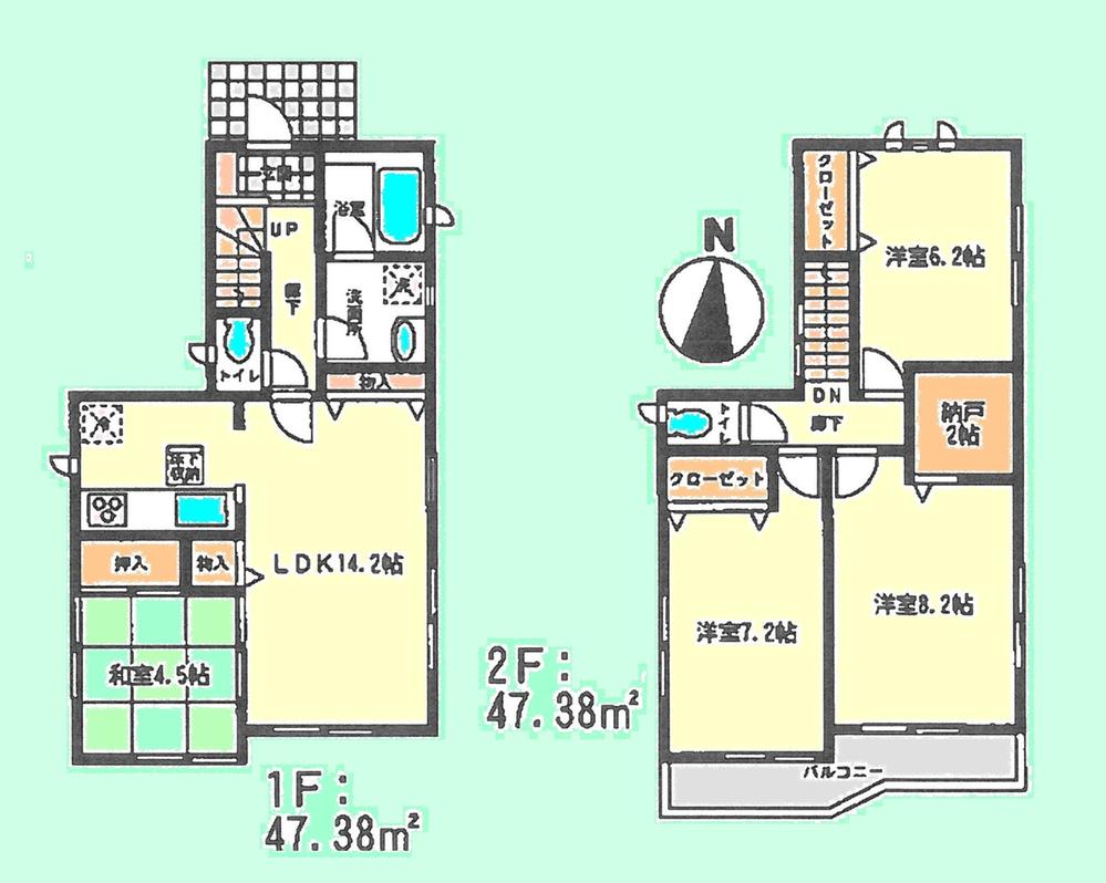 Floor plan. 22,800,000 yen, 4LDK + S (storeroom), Land area 123.88 sq m , Building area 94.76 sq m floor plan