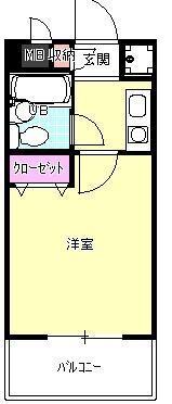 Floor plan. 1K, Price 2 million yen, Occupied area 21.45 sq m , Balcony area 2.15 sq m