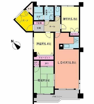 Floor plan. 3LDK, Price 14.4 million yen, Occupied area 79.39 sq m , Balcony area 8.89 sq m