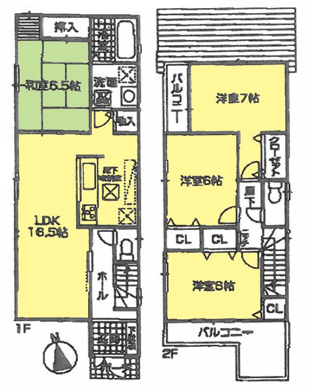 Floor plan. 28,300,000 yen, 4LDK, Land area 116.11 sq m , Building area 97.2 sq m 4LDK