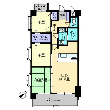 Floor plan. 3LDK, Price 11.4 million yen, Occupied area 68.35 sq m , Balcony area 13.32 sq m 3LDK [Change to the Japanese-style room → Western]