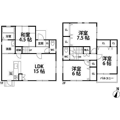 Floor plan. 28,900,000 yen, 4LDK, Land area 125.05 sq m , Building area 95.63 sq m