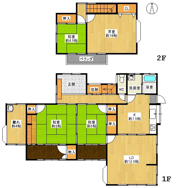 Floor plan. 28,900,000 yen, 4LDK, Land area 268.59 sq m , Building area 103.09 sq m 4LDK There away