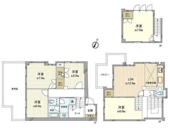 Floor plan. 4LDK, Price 17,900,000 yen, Occupied area 94.16 sq m , Balcony area 8.51 sq m footprint 94 sq m !  Town house detached sense
