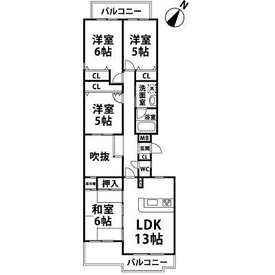 Floor plan. 4LDK, Price 11.5 million yen, Occupied area 84.64 sq m , Mansion surrounded by greenery that combines a sense of openness and a balcony area 15.98 sq m relaxation feeling!