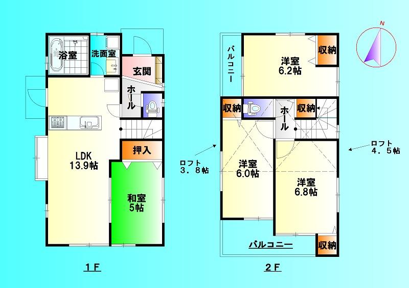 Floor plan. 25,800,000 yen, 4LDK, Land area 114.56 sq m , Building area 108.28 sq m living stairs ・ With loft! !   It is a rare property (^_^) /
