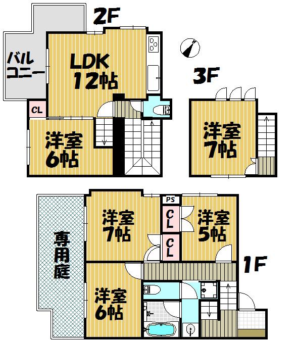 Floor plan. 5LDK, Price 17,900,000 yen, Occupied area 94.16 sq m , Balcony area 8.51 sq m