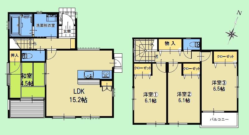 Floor plan. 27,700,000 yen, 4LDK, Land area 117.81 sq m , Building area 91.7 sq m Western-style 6 quires more, Also equipped with shower toilet in 2F