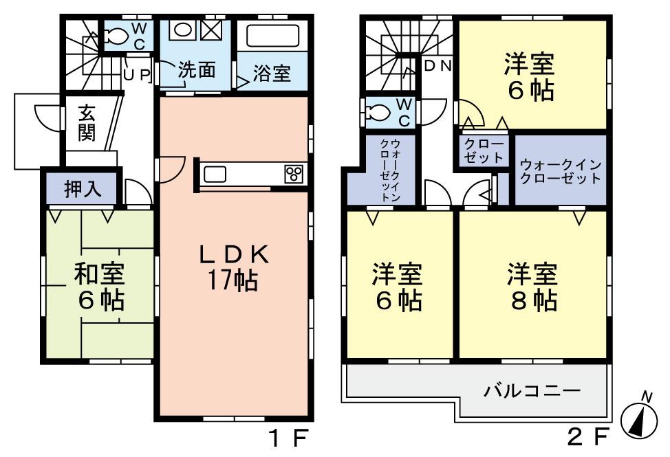 Floor plan. 29,300,000 yen, 4LDK + 2S (storeroom), Land area 174.82 sq m , Building area 105.99 sq m