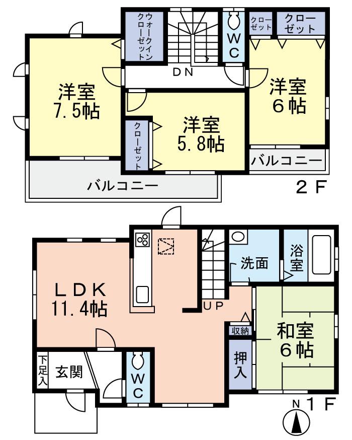 Floor plan. 28.8 million yen, 4LDK, Land area 147.02 sq m , Is a floor plan of the building area 103.09 sq m 4LDK type.