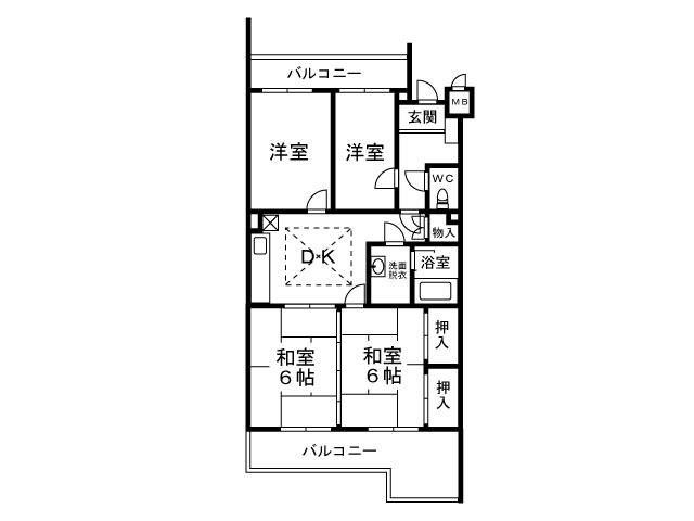 Floor plan. 4DK, Price 8.8 million yen, Occupied area 65.28 sq m , Balcony area 14.32 sq m