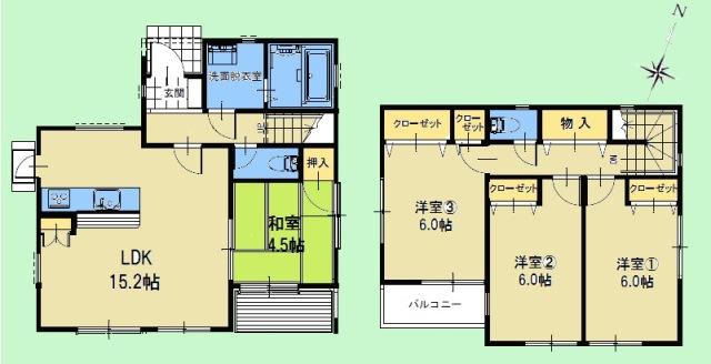 Floor plan. 27,800,000 yen, 4LDK, Land area 117.24 sq m , Building area 90.46 sq m Floor