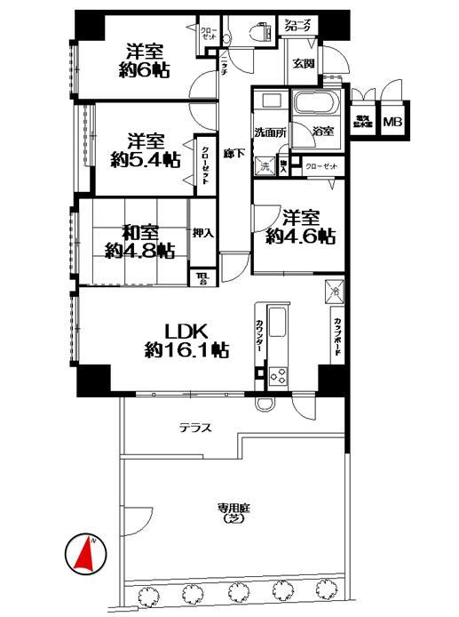 Floor plan. 4LDK, Price 33,300,000 yen, Footprint 84.5 sq m