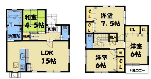 Floor plan. (D Building), Price 28.8 million yen, 4LDK, Land area 117.26 sq m , Building area 90.46 sq m