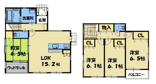 Floor plan. (B Building), Price 30,400,000 yen, 4LDK, Land area 126.09 sq m , Building area 98.54 sq m