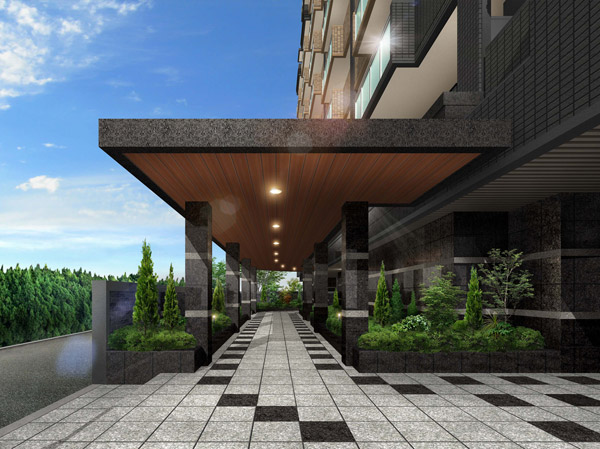 Buildings and facilities. Entrance approach Rendering