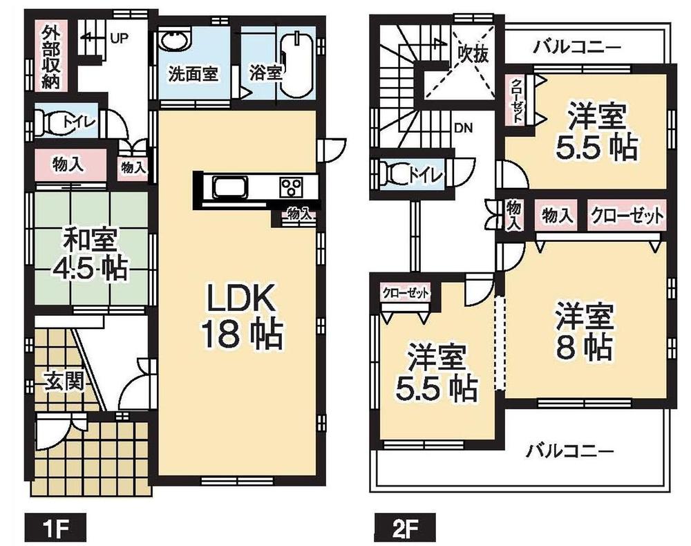 Floor plan. 45,980,000 yen, 4LDK, Land area 135.56 sq m , Building area 108.1 sq m