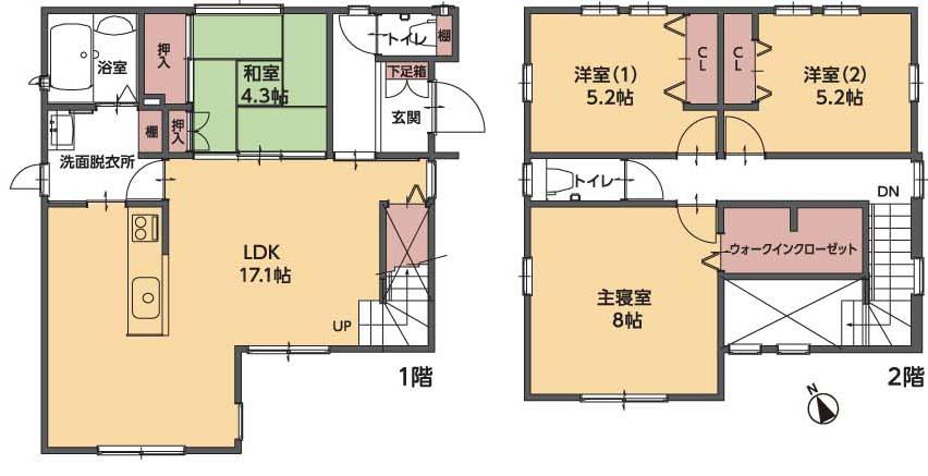 Floor plan. Price 37,185,000 yen, 4LDK, Land area 117.16 sq m , Building area 100.11 sq m