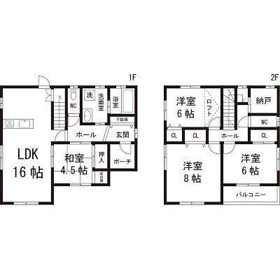 Floor plan. 31,800,000 yen, 4LDK+S, Land area 129.22 sq m , Building area 105.99 sq m