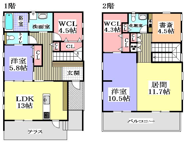 Floor plan. 42,800,000 yen, 4LDK + S (storeroom), Land area 168.78 sq m , Building area 135.1 sq m
