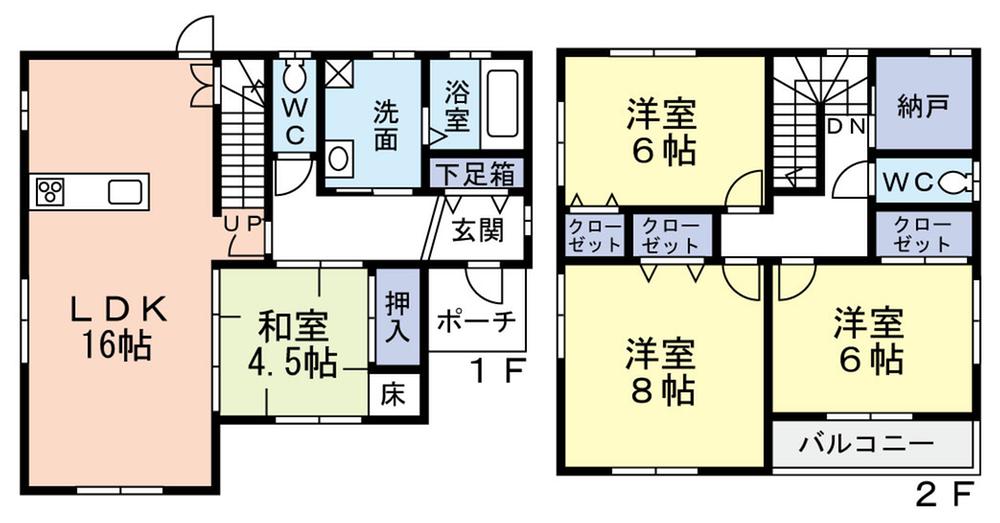 Floor plan. 31,800,000 yen, 4LDK + S (storeroom), Land area 129.22 sq m , Building area 105.99 sq m over the entire surface road traffic is also less quiet.