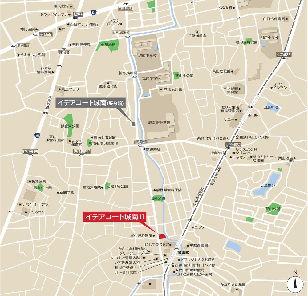 Local guide map. Subway Nanakuma line "Kanayama" Station Walk about 3 minutes of good location