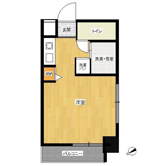 Floor plan. 1K, Price 4.5 million yen, Occupied area 20.06 sq m , Balcony area 2.6 sq m