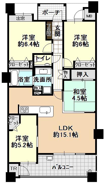 Floor plan. 4LDK, Price 28.8 million yen, Occupied area 83.38 sq m , Balcony area 11.52 sq m