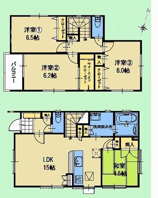 Floor plan. 31,100,000 yen, 4LDK, Land area 130.42 sq m , Building area 93.67 sq m