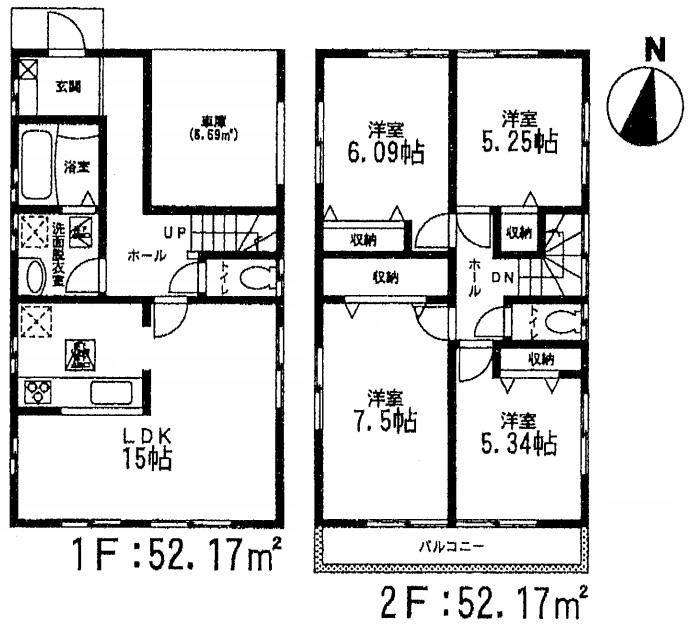 Floor plan. 28,480,000 yen, 4LDK, Land area 126.69 sq m , Building area 104.34 sq m 2 Building Floor