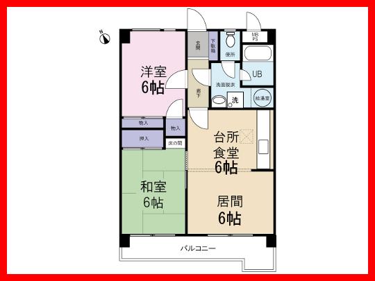 Floor plan. 3DK, Price 4.5 million yen, Occupied area 55.04 sq m