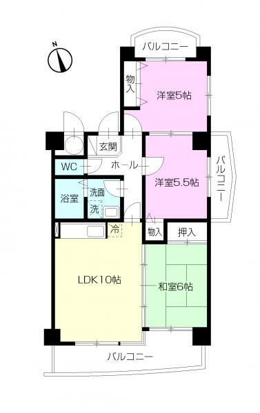 Floor plan. 3LDK, Price 9.98 million yen, Footprint 61.2 sq m