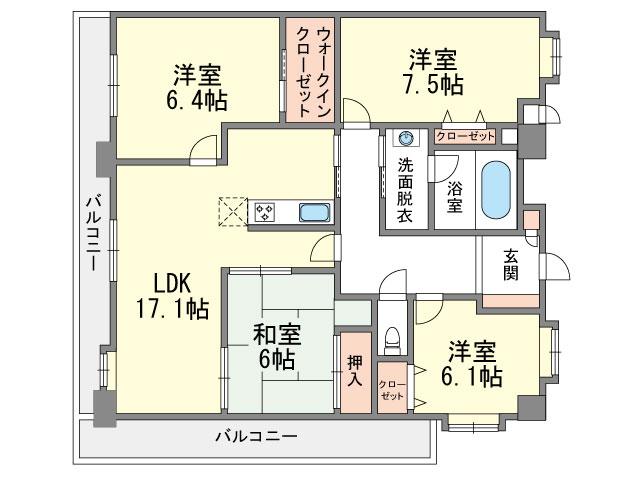 Floor plan. 4LDK, Price 23.8 million yen, Footprint 106.22 sq m , Balcony area 24.9 sq m