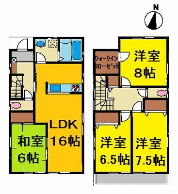 Floor plan. 28,480,000 yen, 4LDK, Land area 126.02 sq m , Building area 105.98 sq m