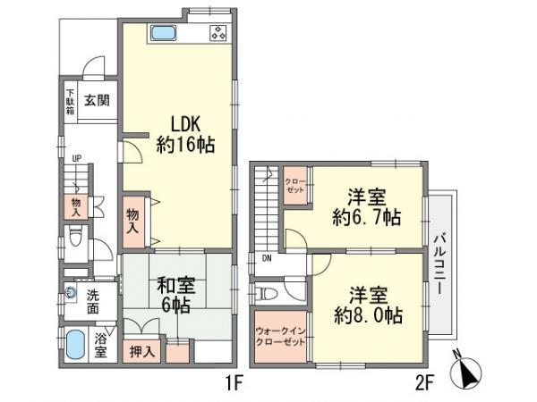 Floor plan. 18.4 million yen, 3LDK, Land area 131.69 sq m , Building area 107.89 sq m