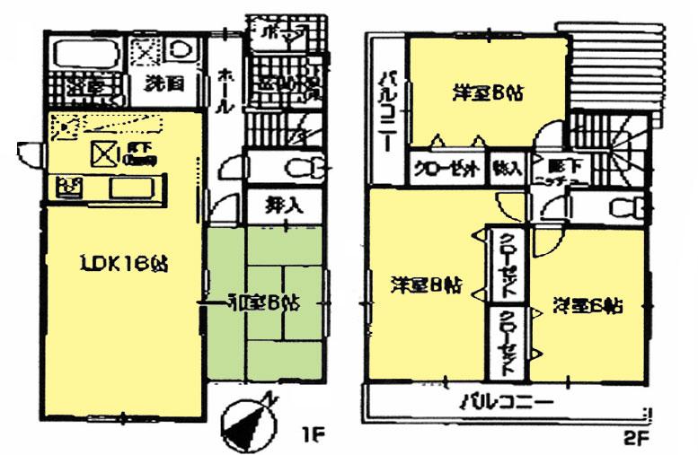 Floor plan. 30,800,000 yen, 4LDK, Land area 178.67 sq m , Building area 98.01 sq m 4LDK (solar power generation system)