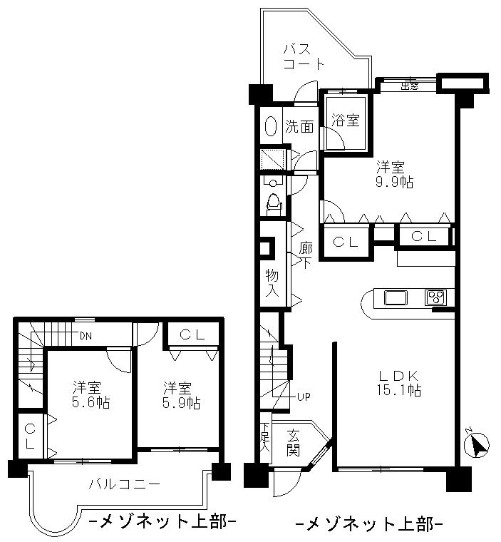 Floor plan. 3LDK, Price 30,800,000 yen, Footprint 104.34 sq m , Balcony area 12.06 sq m