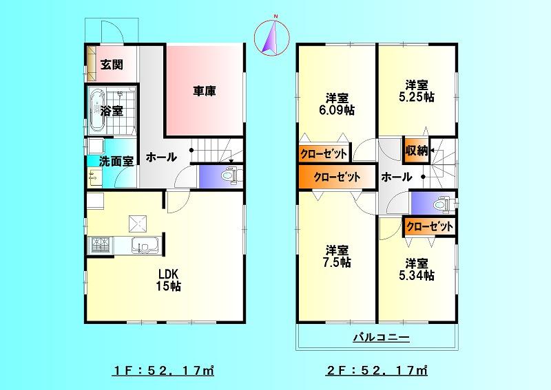 Floor plan. 28,480,000 yen, 4LDK, Land area 126.69 sq m , Building area 104.34 sq m is a rare floor plan with a garage (^_^) / ~ Irresistible to car lovers! !