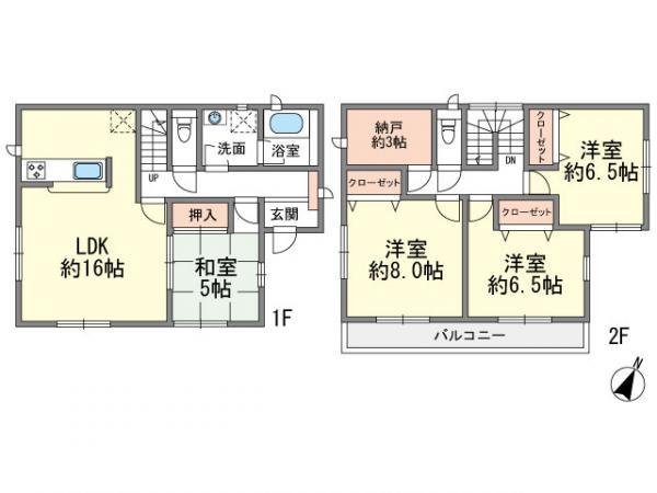 Floor plan. 34,900,000 yen, 4LDK, Land area 166.83 sq m , Building area 103.68 sq m