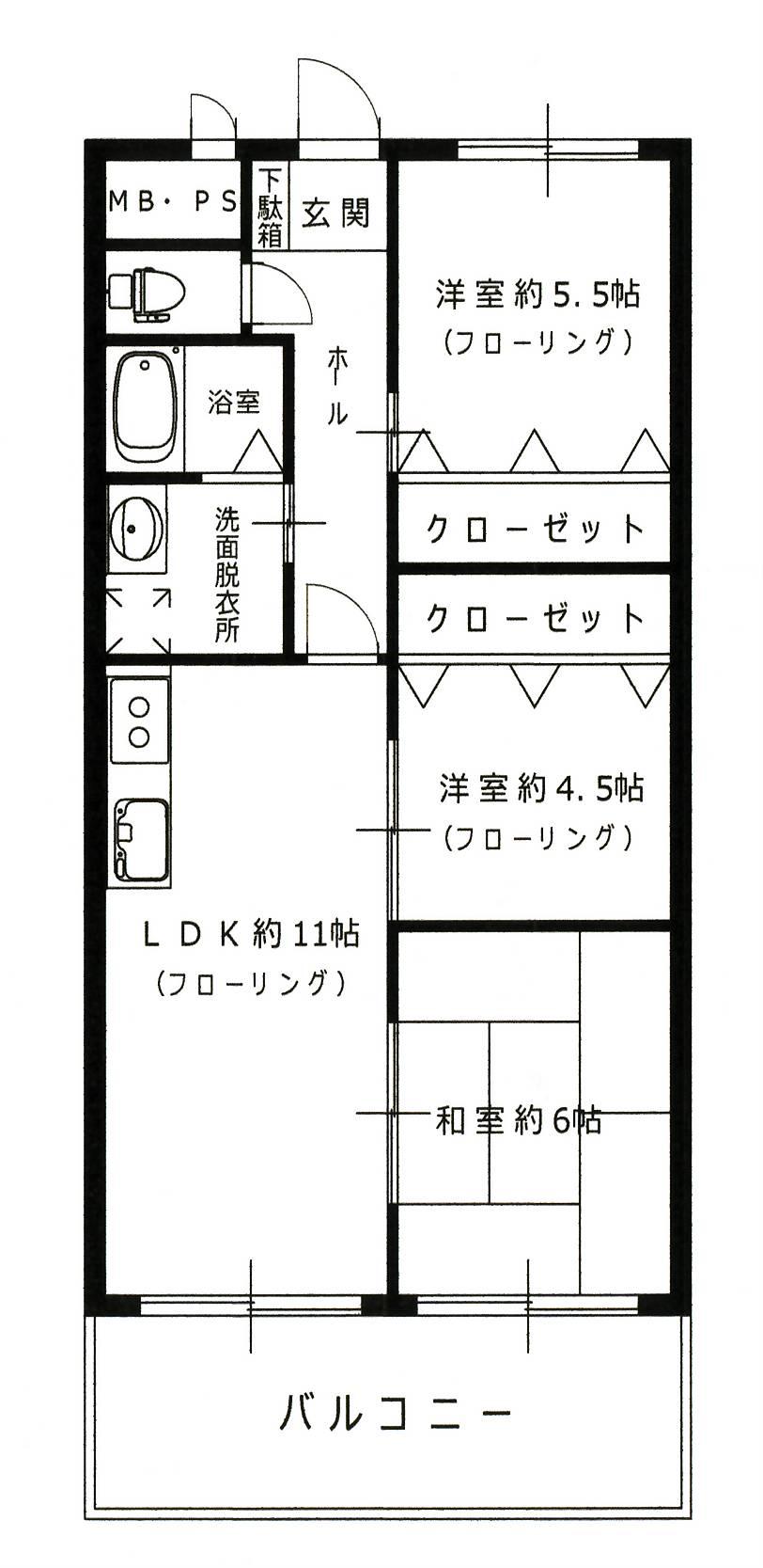 Floor plan. 3LDK, Price 9.5 million yen, Footprint 63 sq m , Balcony area 8.37 sq m is a renovation scheduled for completion. For more information please contact us.