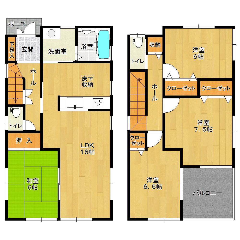 Floor plan. 34,800,000 yen, 4LDK, Land area 123.88 sq m , Building area 98.01 sq m