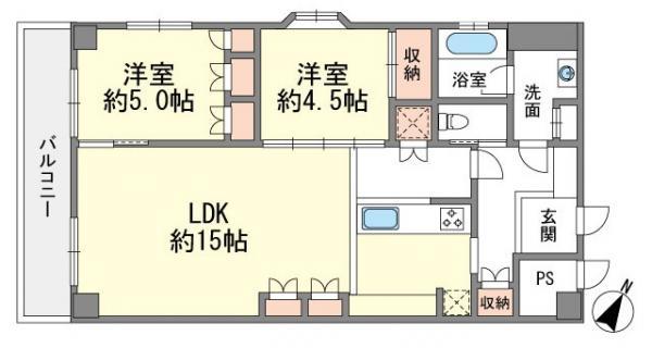 Floor plan. 2LDK, Price 16.8 million yen, Occupied area 68.04 sq m , Balcony area 6.3 sq m