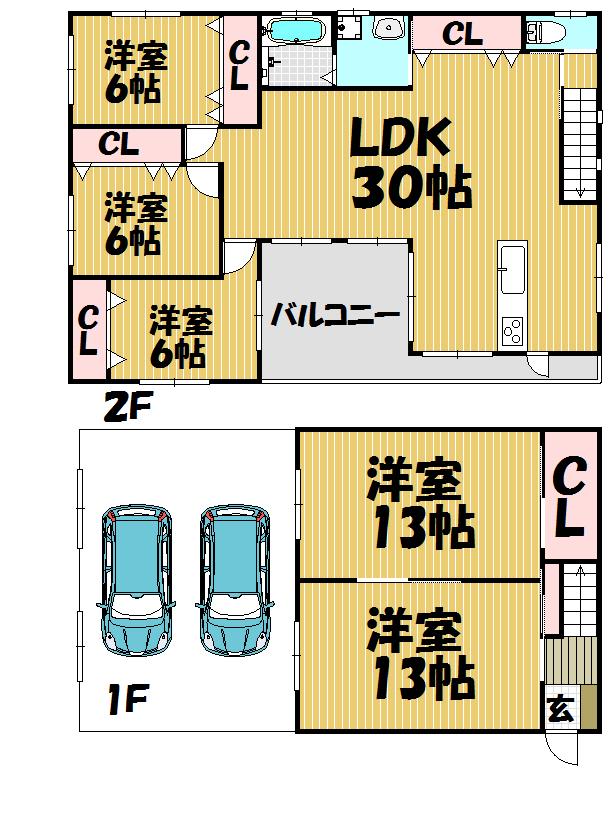 Floor plan. 35,300,000 yen, 5LDK, Land area 189.79 sq m , Building area 147.17 sq m