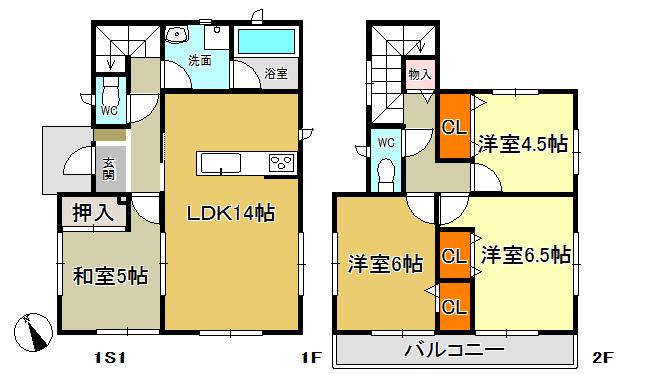 Floor plan. 19.9 million yen, 4LDK, Land area 110 sq m , It is a building area of ​​87.48 sq m 4LDK solar panels installed Property.